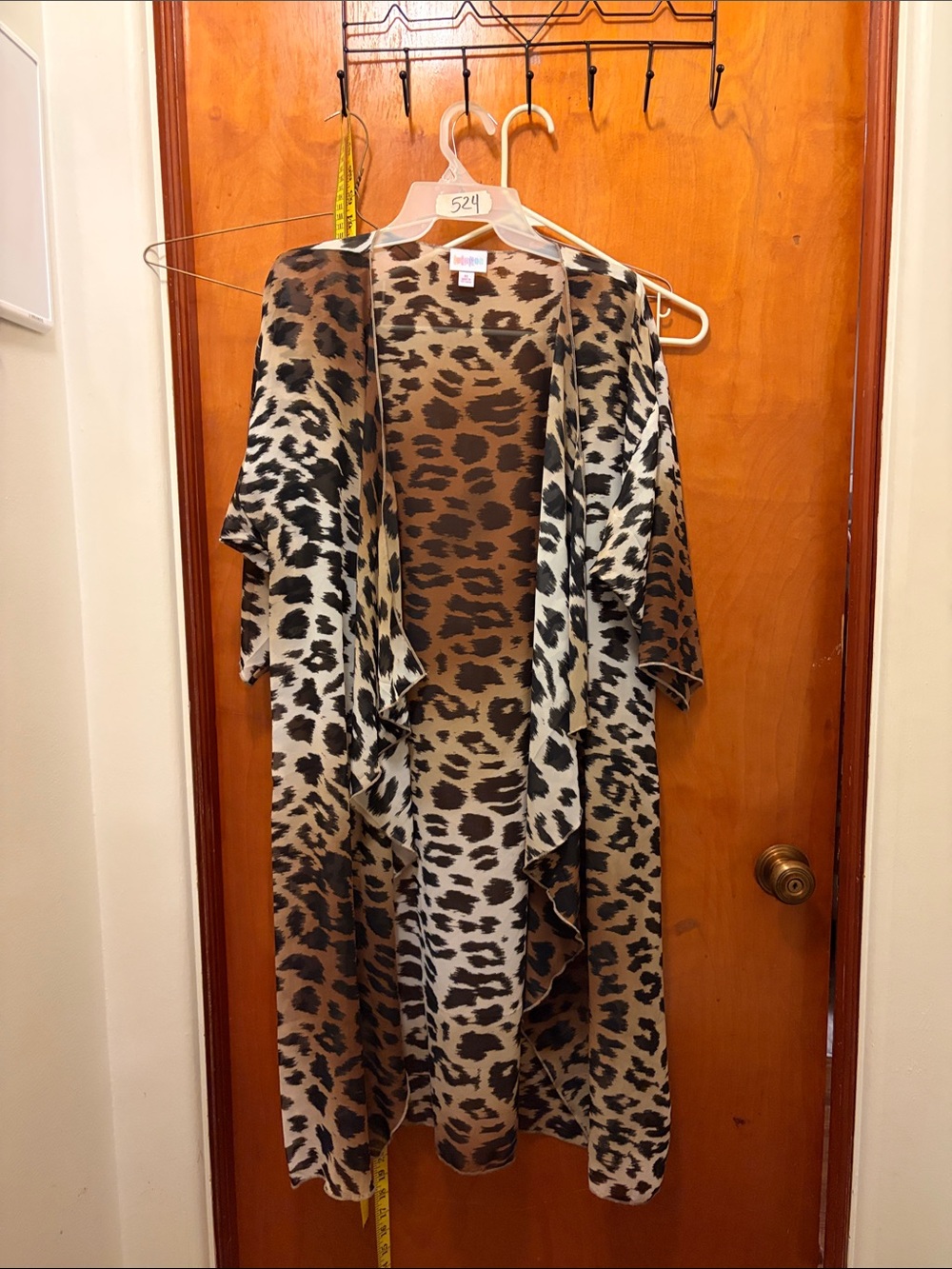 LuLaRoe Brown and Cream Leopard Print Long Sleeve Duster